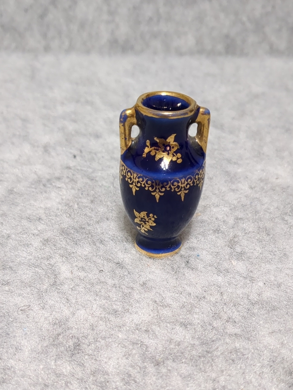 Limoge France Cobalt Blue and Gold Porcelain Mini Vase